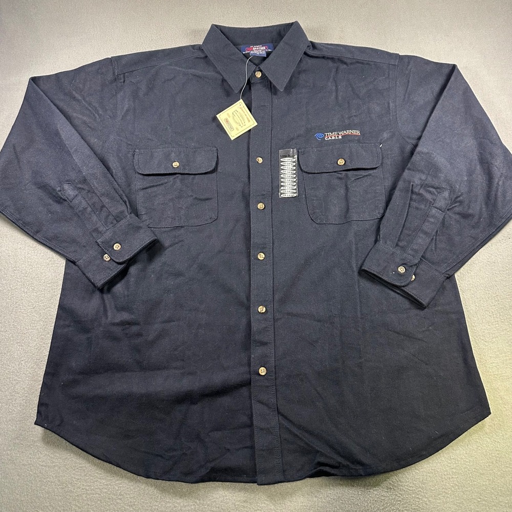 Five Brother Mens Time Warner Cable Work Shirt Navy Blue 2X 30911 NWT
